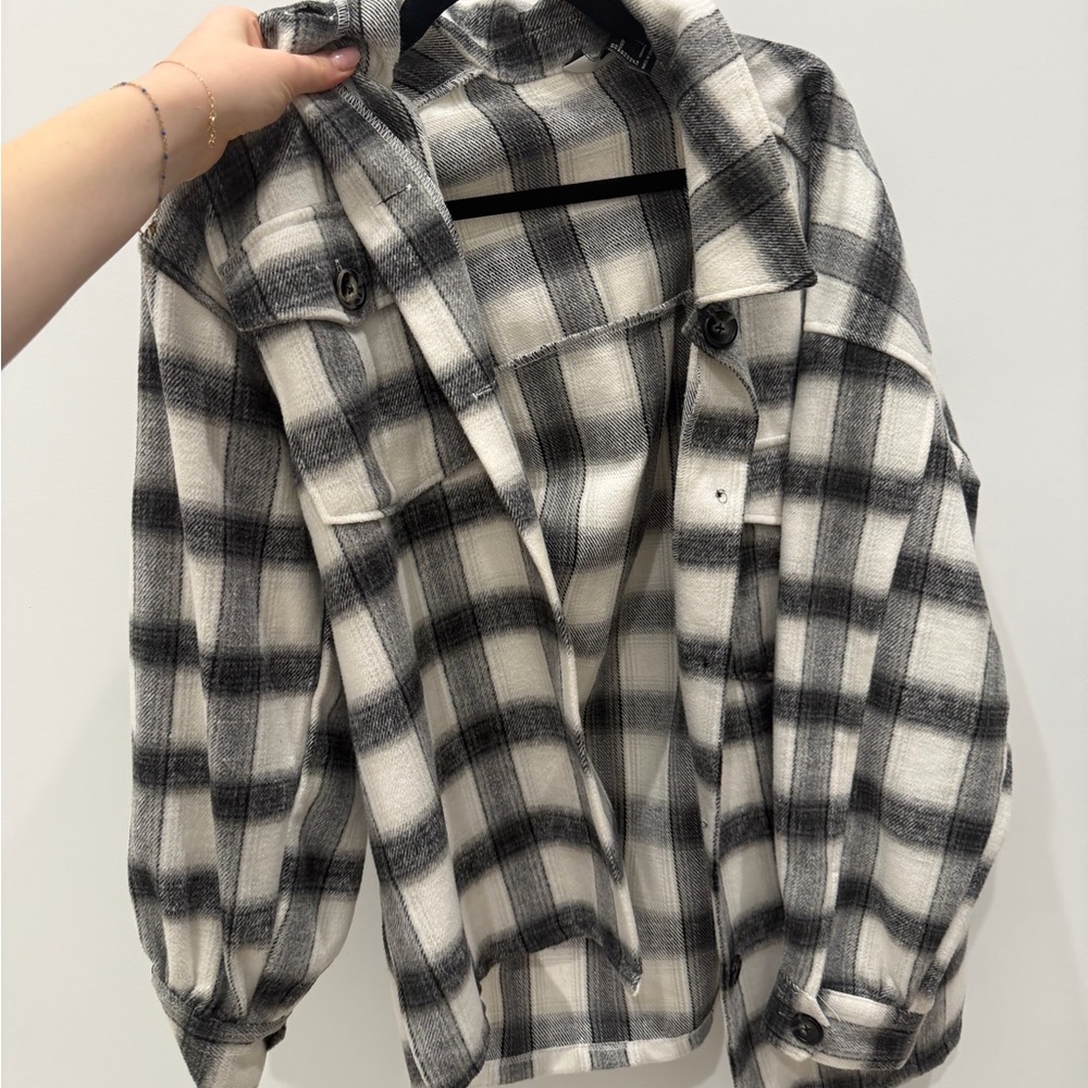 Forever 21 Black and White Plaid Utility Jacket